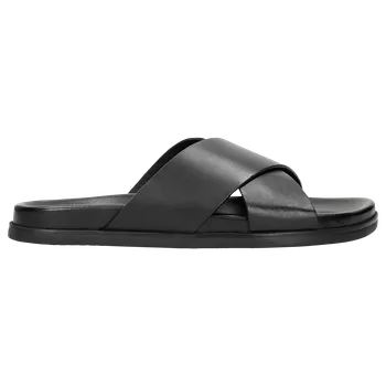 Pánské žabky Jednoduché Letní Pánské Pantofle Z Černé Kůže Wojas 3201051 43