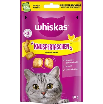 Pro kočku Whiskas křupavé občerstvení kuře & sýr 6×60 g