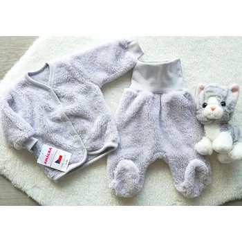 Kojenecká souprava AMÁLKA Chlupatá souprava pro miminko, světle šedá Velikost: 68