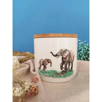 Dóza na potraviny Keramická dóza - bambus víčko Motiv: Sloni Výběr motivů