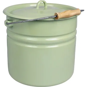 Zelený smaltovaný kbelík s víkem Emil´s Enamel Green - Ø 28*27 cm / 12L