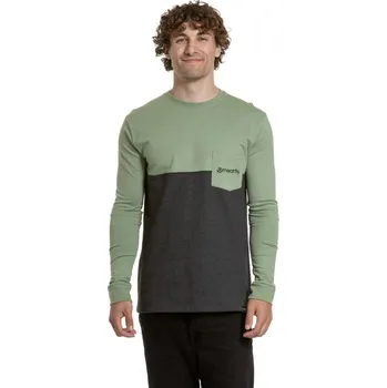 Pánská móda Pánské tričko s dlouhým rukávem Meatfly Harvey šedá/zelená L