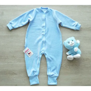 Kojenecký overall AMÁLKA Plyšový overal s náplety, modrý Velikost: 80