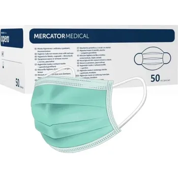 Vyšetřovací rukavice Mercator Medical OPERO Chirurgická ústenka z netkané textilie s gumičkami, třívrstvá (modrá,bílá,zelená) 50ks Barva: Zelená