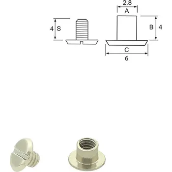 Nýt Pro Háčkování Nýt šroubovací 4 mm Ø 2,8 mm nikl Počet: 1 ks