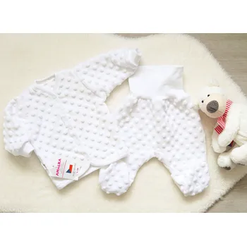 Kojenecká souprava AMÁLKA Plyšová souprava Minky pro miminko bílá 56