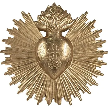 Bytová dekorace Zlatá antik nástěnná dekorace nejsvětější srdce Ježíšovo - 17*2*16 cm