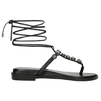 Dámské sandále Černé Šněrovací Sandály S Ozdobnou Aplikací Wojas 7622751 37