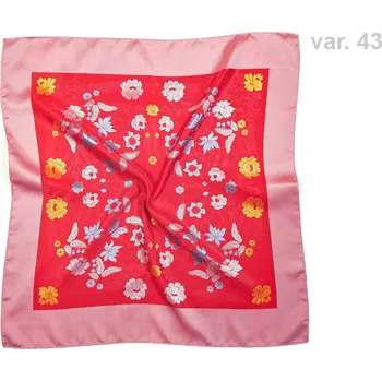 Šátek HEDVA ČESKÝ BROKÁT Šátek Ondrit VSh 90x90 MOTÝLI červená Coloring: červená/bílá/žlutá/tmavě modrá 43