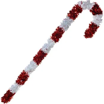 Bílo-červená vánoční dekorace Candy Cane ze střapatého řetězu L – 120 cm