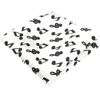 Látkový kapesník Kapesníček do saka bílý - Noty a houslové klíče