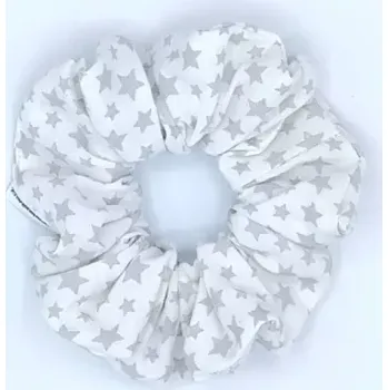 Bavlněná Scrunchie gumička šedé hvězdy L - klasik