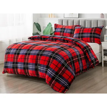 Povlečení XPOSE® Francouzské mikroplyšové povlečení KOSTKA Exclusive - červené 200x220 cm, 70x90 cm, Mikroplyš + Prodloužená možnost vrácení zboží do 50 dnů