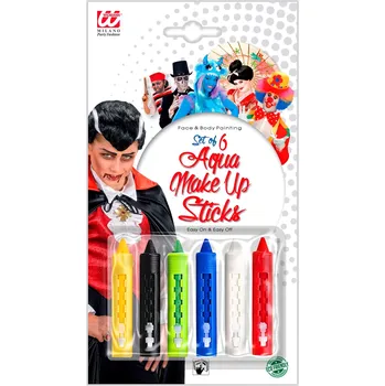 Karnevalový doplněk Vysouvací tužky na malování obličeje (6ks)