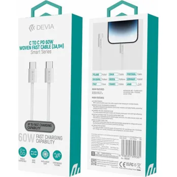Datový kabel Deví kabel USB-C do USB-C PD 60W Wowen Fast Cable 1m - White