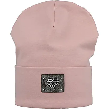 Kojenecká čepice RDX Dívčí čepice vysoká s lemem starorůžová srdce Vel. 4
