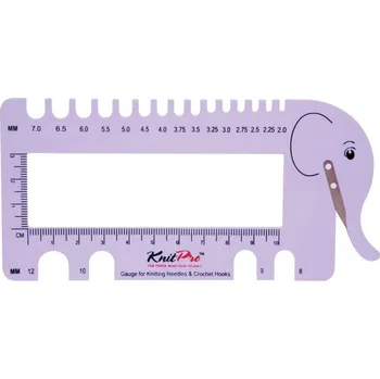 Jehlice KnitPro měřič velikosti jehlic a háčků slon fialový (Přípravek na měření tloužtky jehlic a háčků)