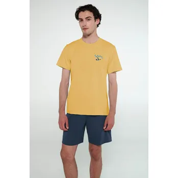 Pánské pyžamo Luxusní pánské pyžamo krátké ŽLUTÉ Vamp 20937 Velikost: XL