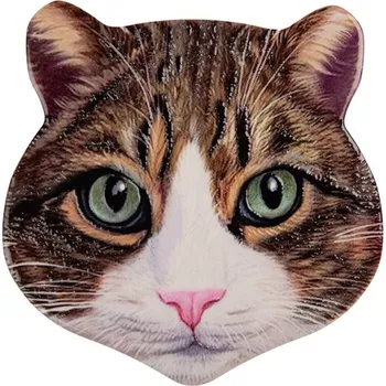 Hnědý keramický podtácek ve tvaru kočičky – 20x20 cm