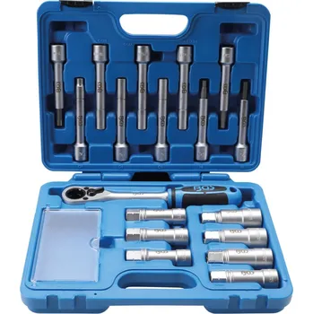 BGS technic Hlavice s průchozí ráčnou na servis tlumičů McPherson, sada 18 ks - BGS 2087