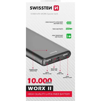 Powerbanka Swissten worx ii power bank 10000 mAh