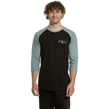 Pánské tričko Pánské tričko s dlouhým rukávem Meatfly Kennedy Raglan mátová/černá XXL