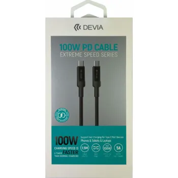 Datový kabel Devia kabel USB-C Extreme speed 100W PD Fast Cable 1.5m - Black