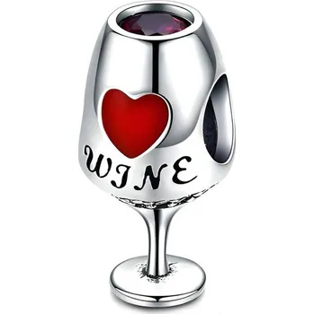 Přívěsek Endy-shop Stříbrný přívěsek korálek sklenka vína