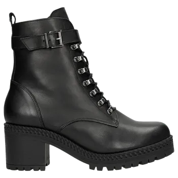 Dámské kozačky Černé Zateplené Dámské Biker Boty Na Podpatku Wojas 6406551 40