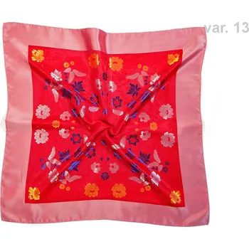 Šátek HEDVA ČESKÝ BROKÁT Šátek Ondrit VSh 90x90 MOTÝLI červená Coloring: červená/bílá/žlutá/světle modrá 13