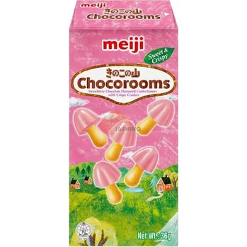MEIJI Jahodové čokoládové sušenky ve tvaru houby 36g