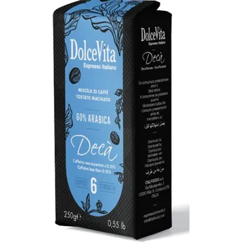 Káva Dolce Vita Italfoods Dolce Vita Deca Bezkofeinová mletá káva 250g