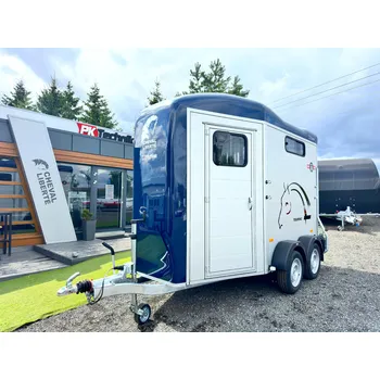 Přívěs pro přepravu koně a skotu Přívěs pro koně CHEVAL LIBERTE TOURING JUMPING®, 2x dveře, sedlovna, MODRÝ