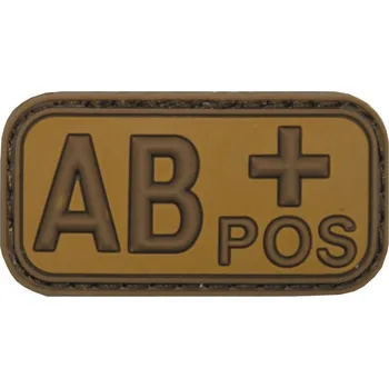 MFH Nášivka na suchý zip s krevní skupinou (AB+) (plast 3D) - khaki brown