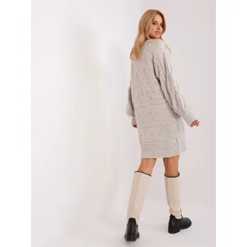Dámský svetr Světle béžové pletené šaty/pulovr AT-