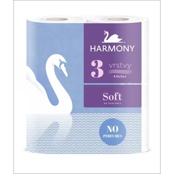 Toaletní papír Harmony Soft toaletní papír, 3 vrstvý recykl, 16,8 m návin, 56 rolí, baleno po 4 rolích