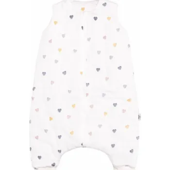 Spacák PULP BAMBOO Celoroční mušelínový spací pytel s ponožkami - Colorful Hearts 1 TOG od 1 do 2,5 let