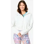 DOMYOS Dámská fitness mikina s kapucí a dlouhým rukávem M BÍLÁ