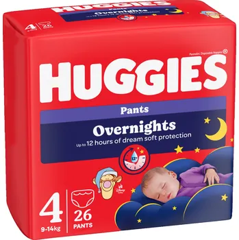 Plenkové kalhoty HUGGIES Overnights 4 plenkové kalhotky 9‑14 kg 26 ks