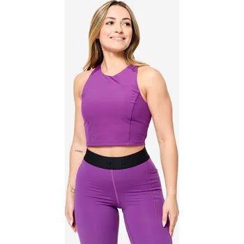 Pánské tričko DOMYOS Dámské fitness tílko crop top M FIALOVÁ