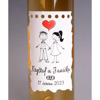 Víno Víno s etiketou - na zakázku - svatební víno, srdíčko balónek víno: Cabernet Sauvignon Rosé - polosuché