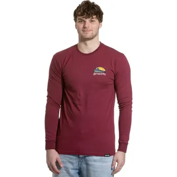 Pánské tričko Pánské tričko s dlouhým rukávem Meatfly Julien vínová/hory L