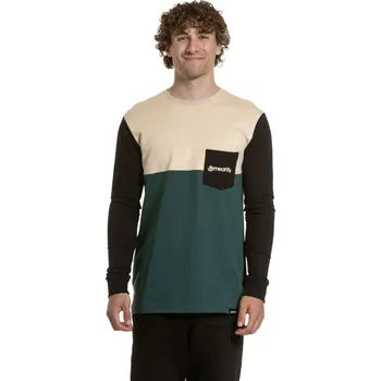 Pánské tričko Pánské tričko s dlouhým rukávem Meatfly Harvey béžová/zelená XXL