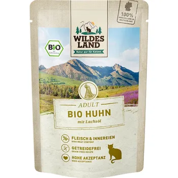 Krmivo pro kočku Wildes Land bio kuře pur s lososovým olejem 12x85 g