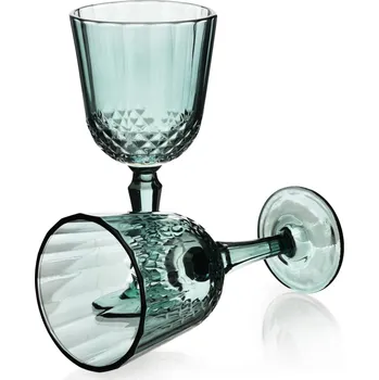 Sklenice Sada 4 ks sklenic na stopce ELLA 300 ml zelená