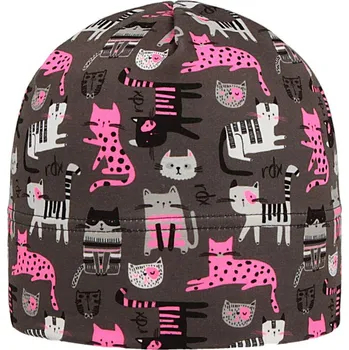 Kojenecká čepice RDX Bavlněná nasazovací čepice kočičky šedo - růžová Vel. 4