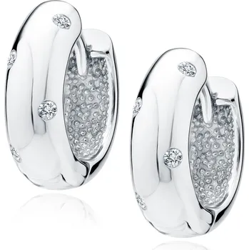 Náušnice Stříbrné kroužkové náušnice se zirkony - Meucci SLE476