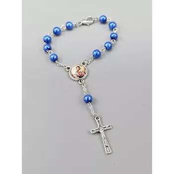 Růženec Desátek Svatý Kryštof - modré perle