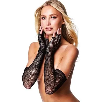 Dámské erotické rukavice Rukavice Baci Lingerie FINGERLESS LACE OPERA černé | Baci