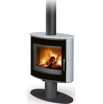 Krbová kamna ROMOTOP Otočná krbová kamna STROMBOLI G T Kámen (Serpentin), Celoprosklená dvířka